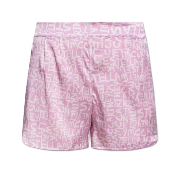 New Stella McCartney Pink Silk Graffiti Pajama Shorts Size Medium - Picture 2 of 8